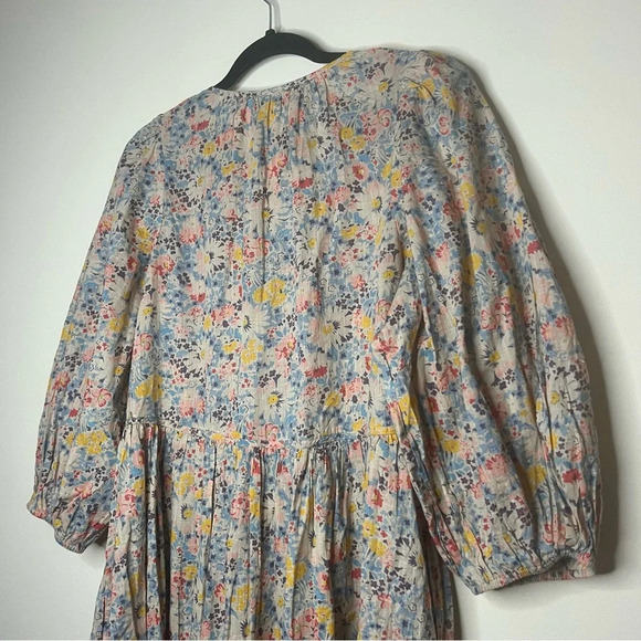 THE GREAT. Bonnet 100% Cotton Prairie Floral Boho Peasant Summer Midi Dress - Picture 9 of 16